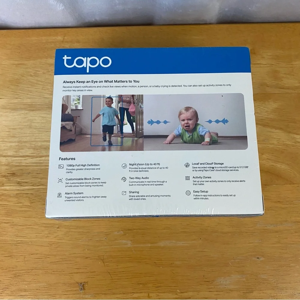TP-Link Tapo C100 White Wi‑Fi Home Security Camera (Boxed)
